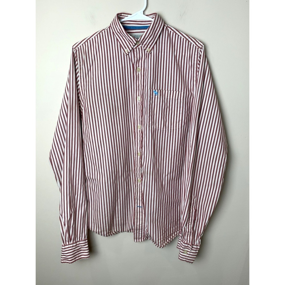 Abercrombie and Fitch Dress Shirt Mens Medium Red Stripe Button Down